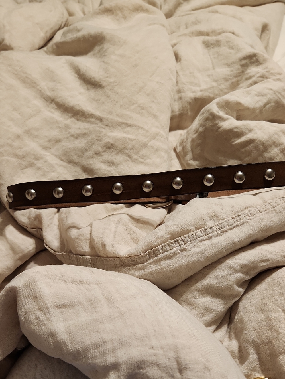 Zara Brown Leather Studded Belt - Picture 2 of 4